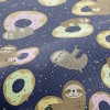樹懶愛吃甜甜圈麻布(幅寬150公分)