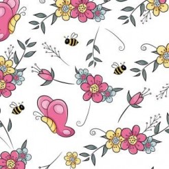 卡通蝴蝶與蜜蜂