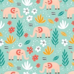 粉紅大象與花