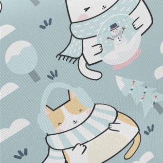 寒冷冬季的貓咪厚棉布(幅寬150公分)