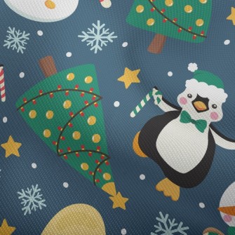 聖誕雪人和企鵝雙斜布(幅寬150公分)