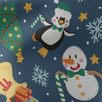 聖誕雪人和企鵝帆布(幅寬150公分)