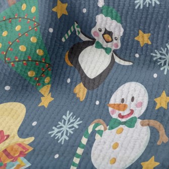 聖誕雪人和企鵝毛巾布(幅寬160公分)