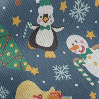 聖誕雪人和企鵝燈芯絨(幅寬150公分)
