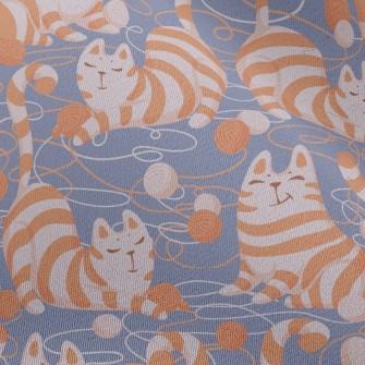 慵懶玩毛線條紋貓雪紡布(幅寬150公分)
