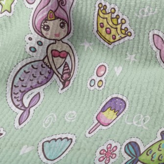 俏麗美人魚公主毛巾布(幅寬160公分)
