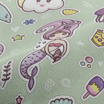 俏麗美人魚公主麻布(幅寬150公分)