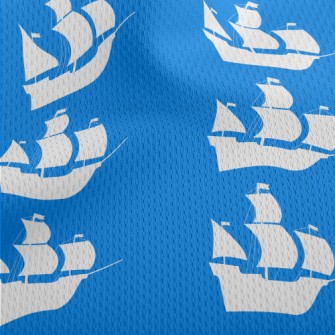 白色海盜船剪影鳥眼布(幅寬160公分)