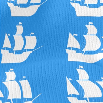白色海盜船剪影仿毛衣布(幅寬150公分)