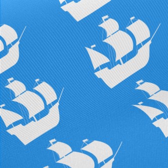 白色海盜船剪影厚棉布(幅寬150公分)