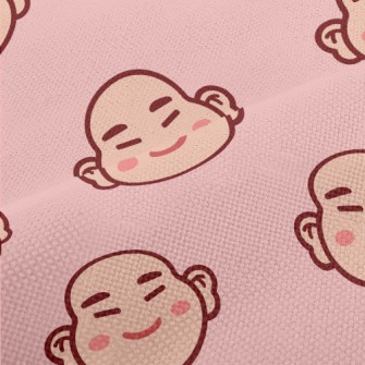 卡通中國笑佛麻布(幅寬150公分)