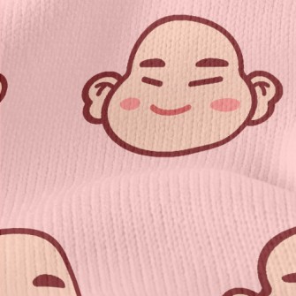 卡通中國笑佛仿毛衣布(幅寬150公分)