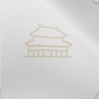 太極廟宇和龍圖案雪紡布(幅寬150公分)
