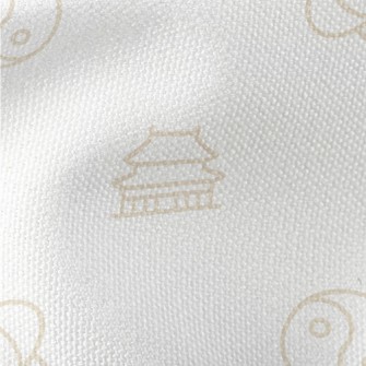 太極廟宇和龍圖案帆布(幅寬150公分)