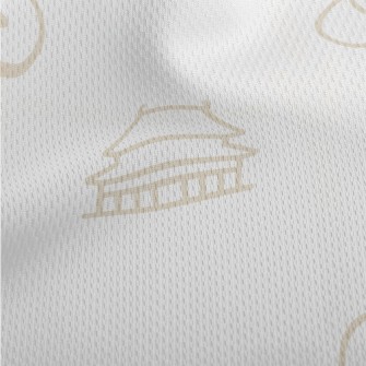 太極廟宇和龍圖案鳥眼布(幅寬160公分)