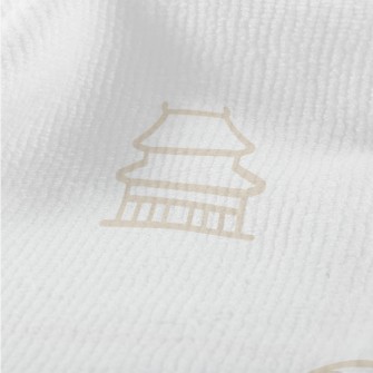 太極廟宇和龍圖案毛巾布(幅寬160公分)