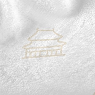 太極廟宇和龍圖案法蘭絨(幅寬150公分)