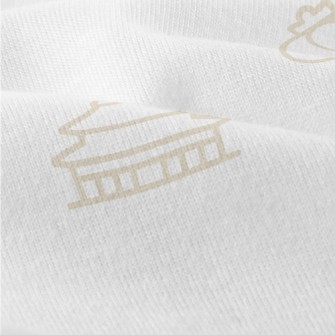 太極廟宇和龍圖案仿棉布(幅寬150公分)