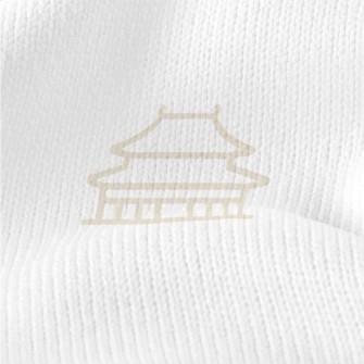 太極廟宇和龍圖案仿毛衣布(幅寬150公分)