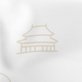 太極廟宇和龍圖案薄棉布(幅寬150公分)