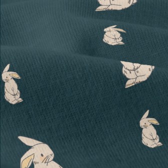 手繪呆萌兔子仿棉布(幅寬150公分)