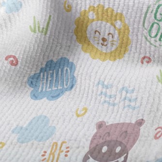 微笑河馬熊獅子毛巾布(幅寬160公分)