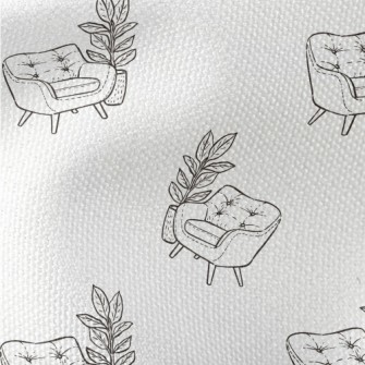 手繪沙發與盆栽帆布(幅寬150公分)