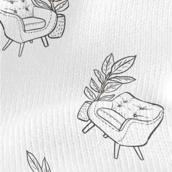 手繪沙發與盆栽仿毛衣布(幅寬150公分)