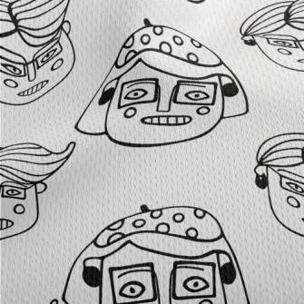 趣味手繪人臉鳥眼布(幅寬160公分)