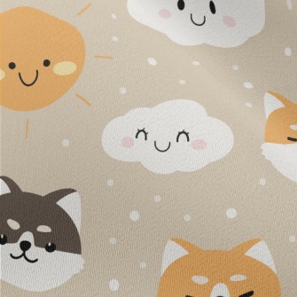 可愛雲朵柴犬雪紡布(幅寬150公分)