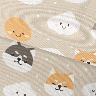 可愛雲朵柴犬牛津布(幅寬150公分)
