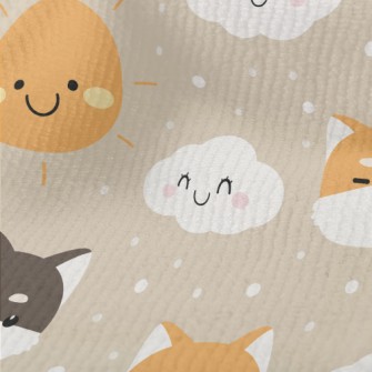 可愛雲朵柴犬毛巾布(幅寬160公分)