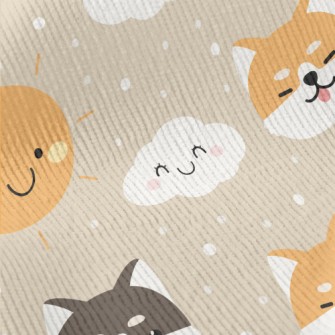 可愛雲朵柴犬燈芯絨(幅寬150公分)