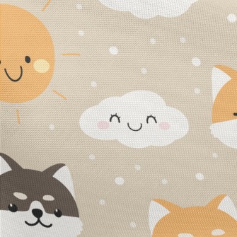 可愛雲朵柴犬春亞紡(幅寬160公分)