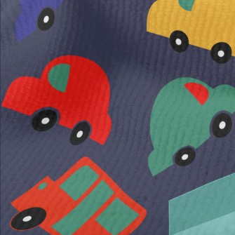 卡通彩色汽車毛巾布(幅寬160公分)