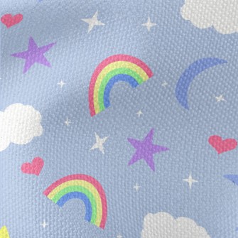 閃亮星月亮雲朵帆布(幅寬150公分)