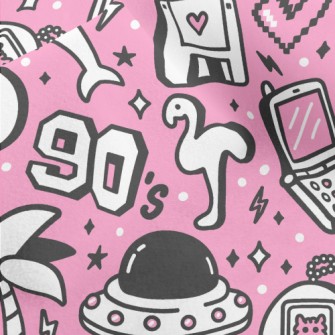 90s復古卡通圖案水晶絨(幅寬160公分)