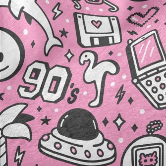 90s復古卡通圖案法蘭絨(幅寬150公分)