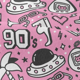 90s復古卡通圖案仿棉布(幅寬150公分)