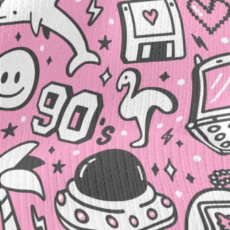 90s復古卡通圖案仿毛衣布(幅寬150公分)