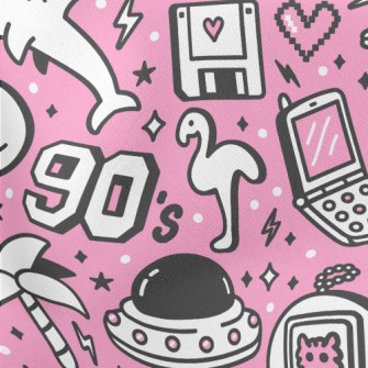 90s復古卡通圖案薄棉布(幅寬150公分)
