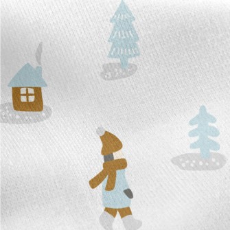 雪中玩耍滑雪刷毛布(幅寬150公分)