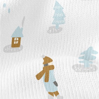 雪中玩耍滑雪仿毛衣布(幅寬150公分)