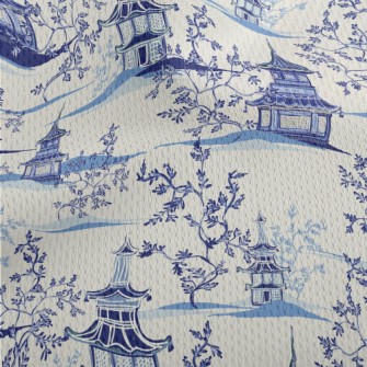 手繪中式建築鳥眼布(幅寬160公分)