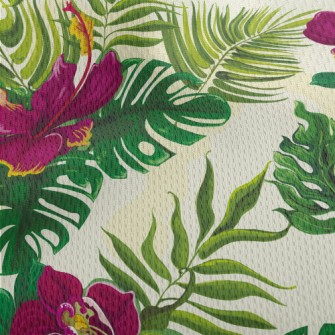 熱帶扶桑花樹葉鳥眼布(幅寬160公分)