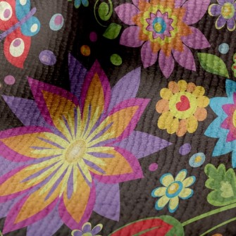 七彩華麗花紋毛巾布(幅寬160公分)