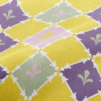 鮮豔方塊花紋麻布(幅寬150公分)