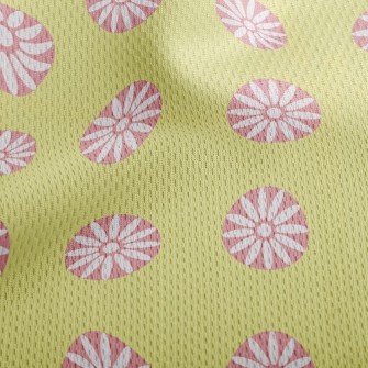 圓圈包圍小白花鳥眼布(幅寬160公分)