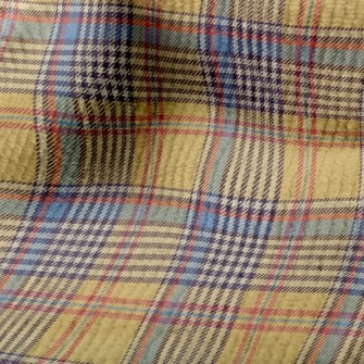 黃藍格子花紋毛巾布(幅寬160公分)