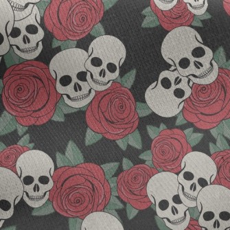搖滾玫瑰骷髏刷毛布(幅寬150公分)